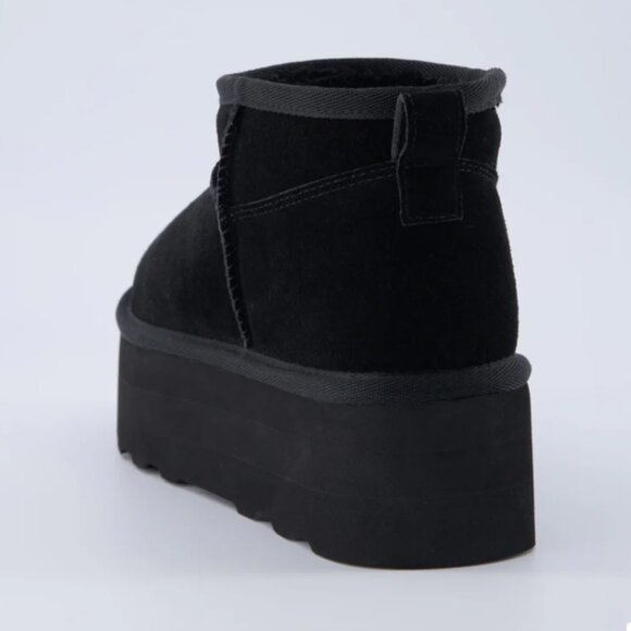 NEW CUSHIONAIRE Suede Hippy Platform Lined Booties in black for women 1025 4m2 - Picture 6 of 10